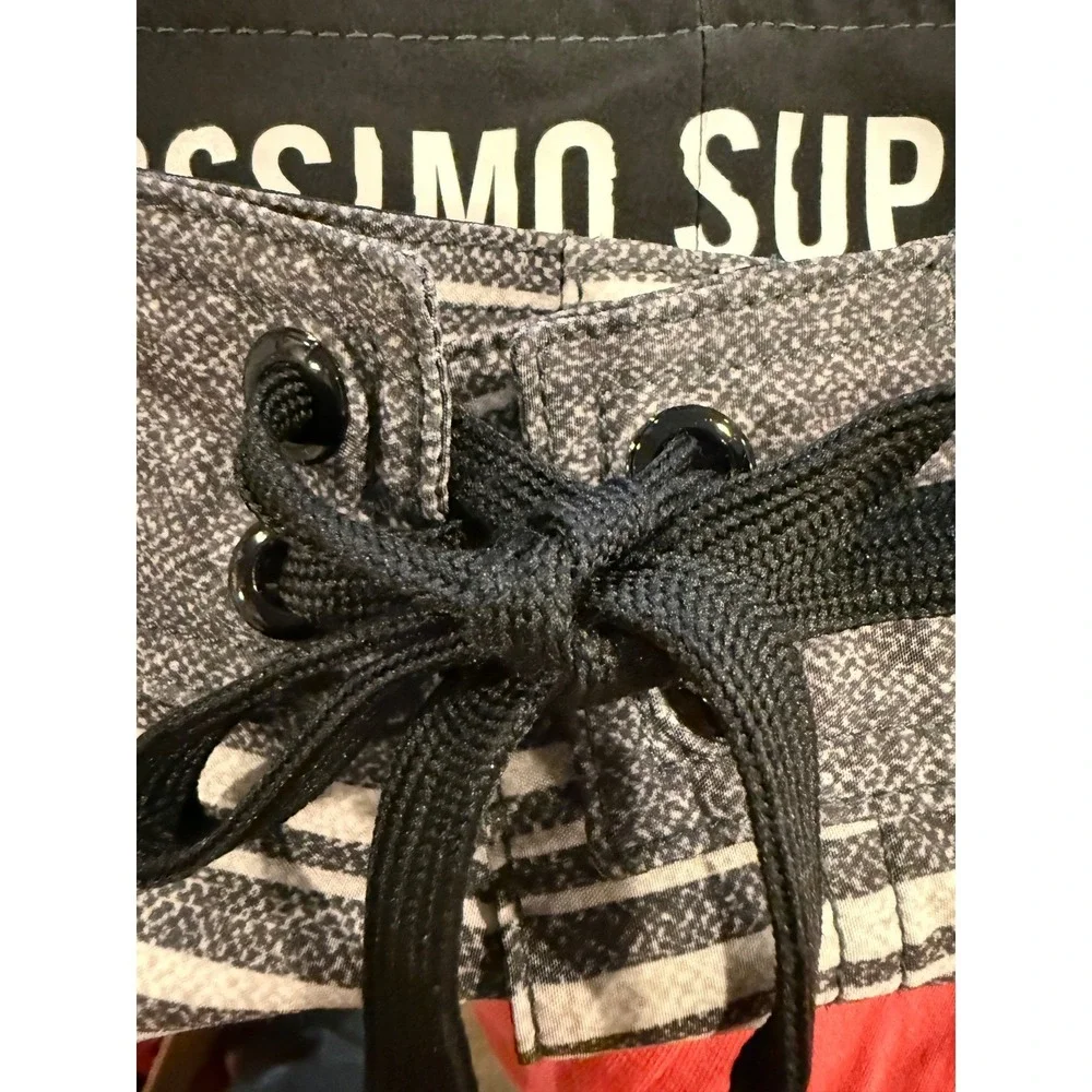 Mossimo Supply Co Mens Grey Striped Tropical Floral Board‎ Shorts Size 28 Swim